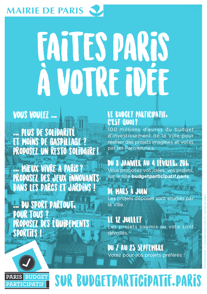 Budget participatif de la ville de Paris 2018 affiche - CDRS75