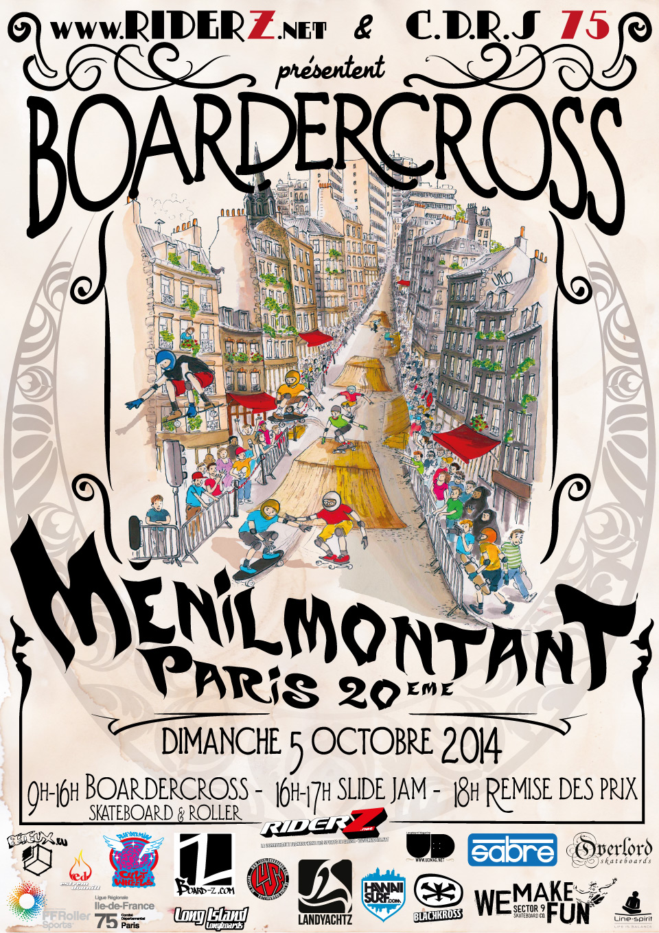 Affiche Riderz Boardercross de ménilmontant, paris 20